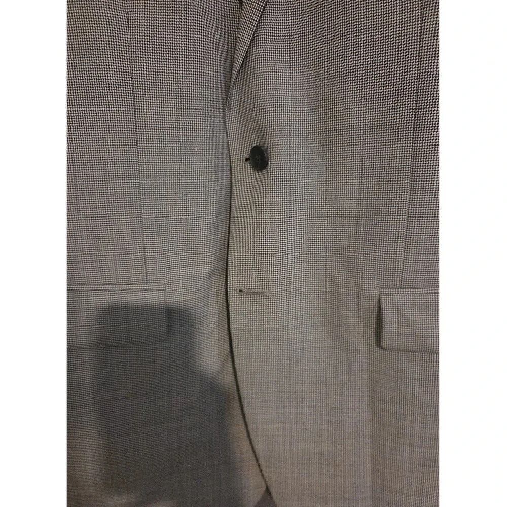 Perry Ellis‎ Portfolio Grey Black Micro Houndstooth Two Button Blazer, Men's 42R